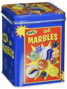 160 MARBLES IN TIN BOX