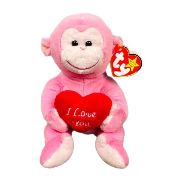 CHERUB PINK MONKEY W/HEART BEANIE BABY