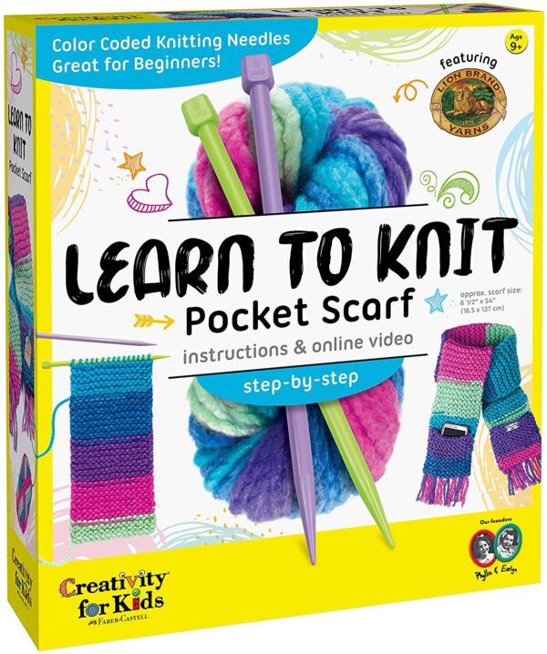 LEARN TO KNIT POCKET SCARF