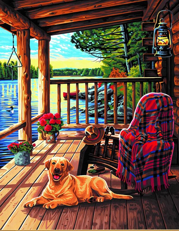 LOG CABIN PORCH 14"X20" PAINT BY NUMBER