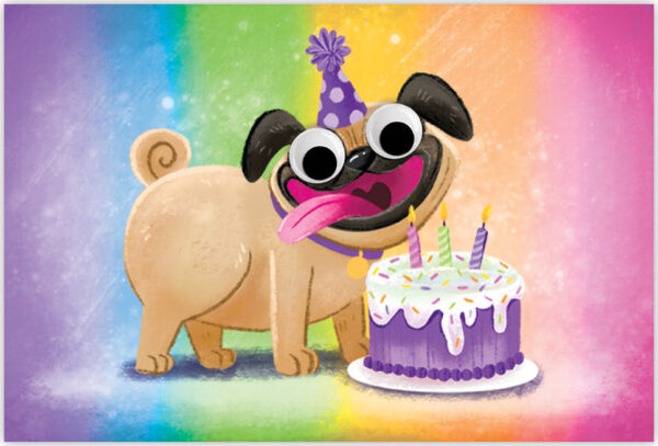 DOG WITH CAKE GOOGLY EYE GIFT ENCLOSURE