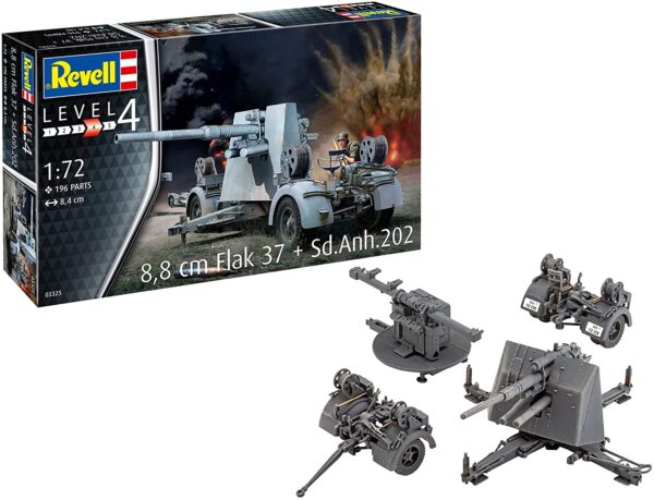 (SALE)1/72 8,8CM FLAK 37 GUN & SDANH202 TRAILE