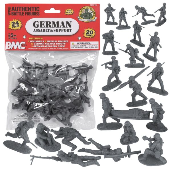 54MM WWII GERMAN ASSAULT & SUPPORT 24PC