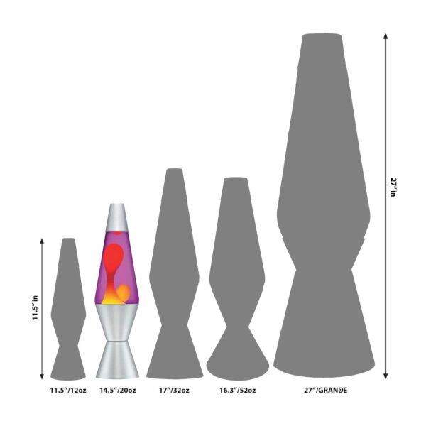 14.5" YELLOW/PURPLE/SILVER LAVA LAMP - Image 3