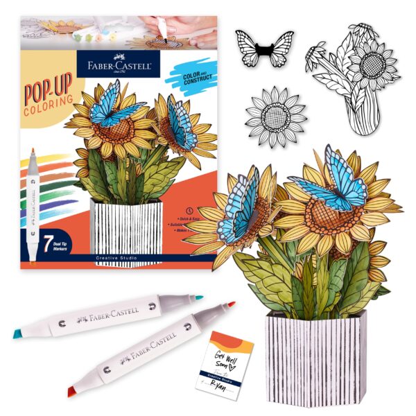 POP-UP COLORING SUNFLOWERS & BUTTERFLIES