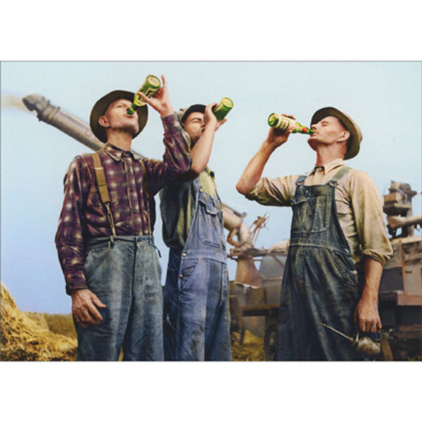 FARMERS DRINKING BEER BIRTHDAY CARD