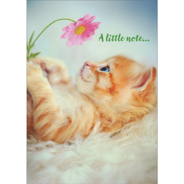 KITTEN HOLDING FLOWER THANK YOU CARD