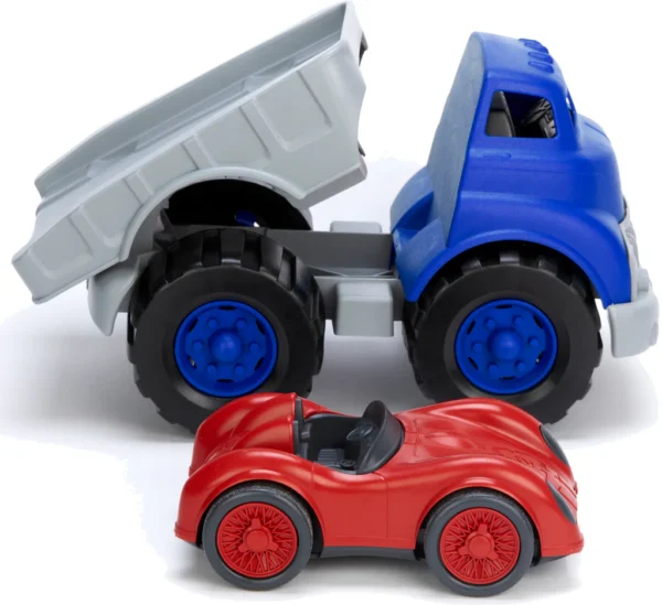 FLATBED TRUCK W/RED RACE CAR-GREEN TOYS - Image 3