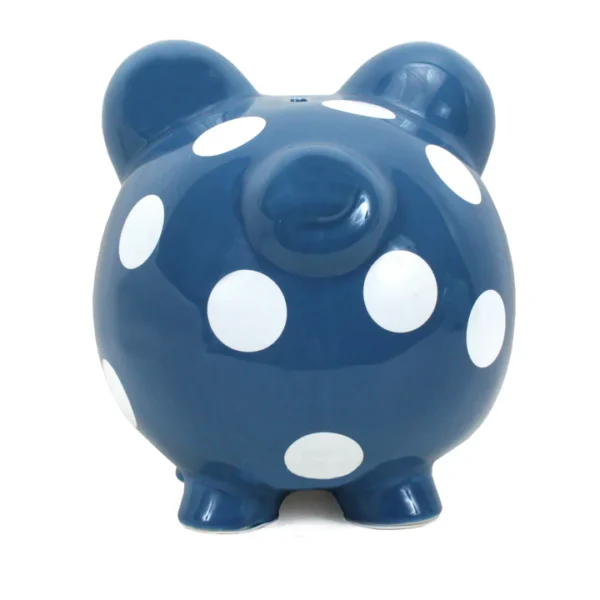 DARK BLUE POLKA DOT PIGGY BANK - Image 2