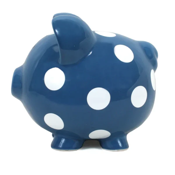 DARK BLUE POLKA DOT PIGGY BANK - Image 4