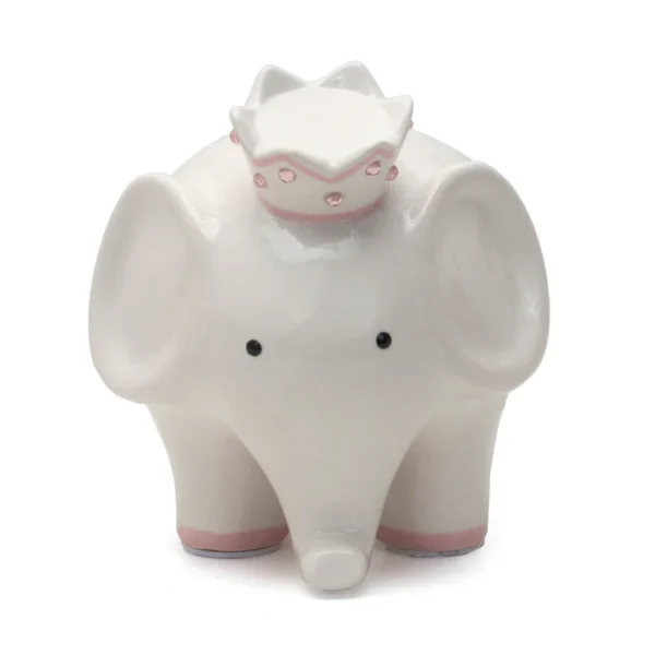 COCO ELEPHANT BANK-WHITE WITH PINK - Image 2