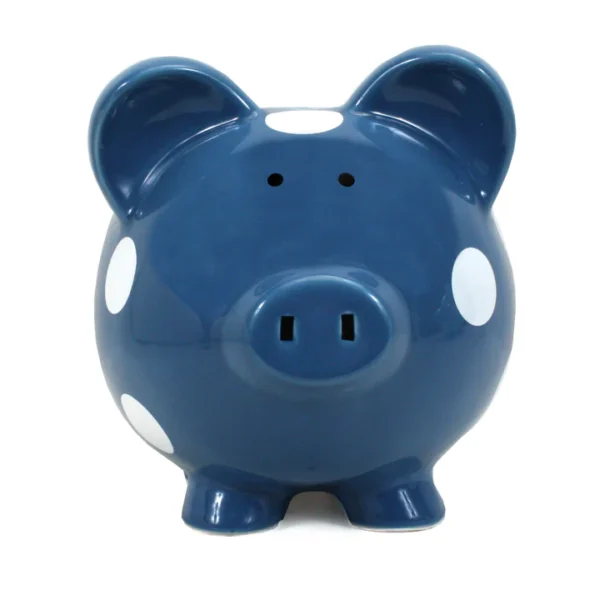 DARK BLUE POLKA DOT PIGGY BANK - Image 3