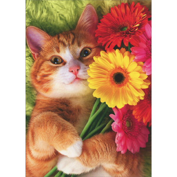CAT HOLDING FLOWER BOUQUETS MOTHER'S DAY