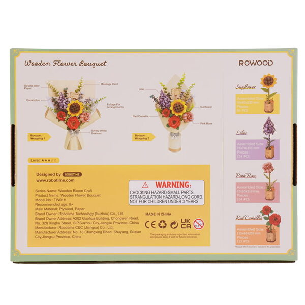 FLOWER BOUQUET WOODEN BLOOM CRAFT BY ROWOOD - Image 5