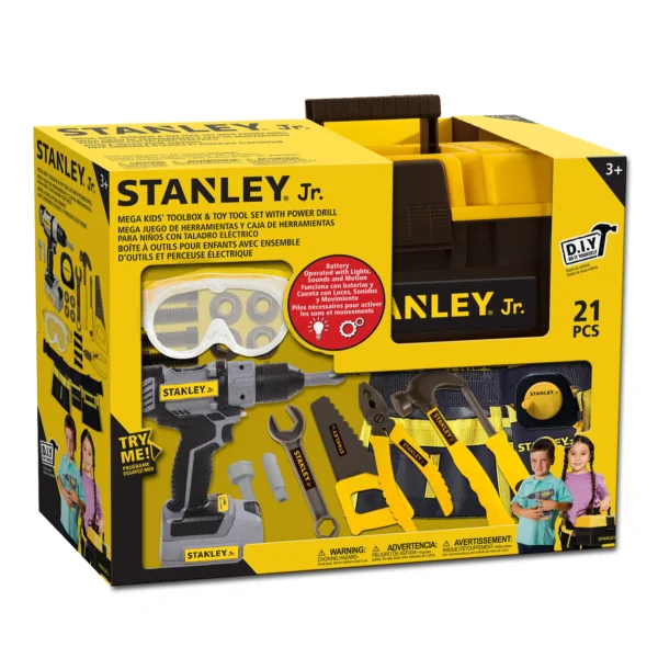 STANLEY JR. MEGA KIDS' TOOLBOX & TOY TOOL SET W/DRILL