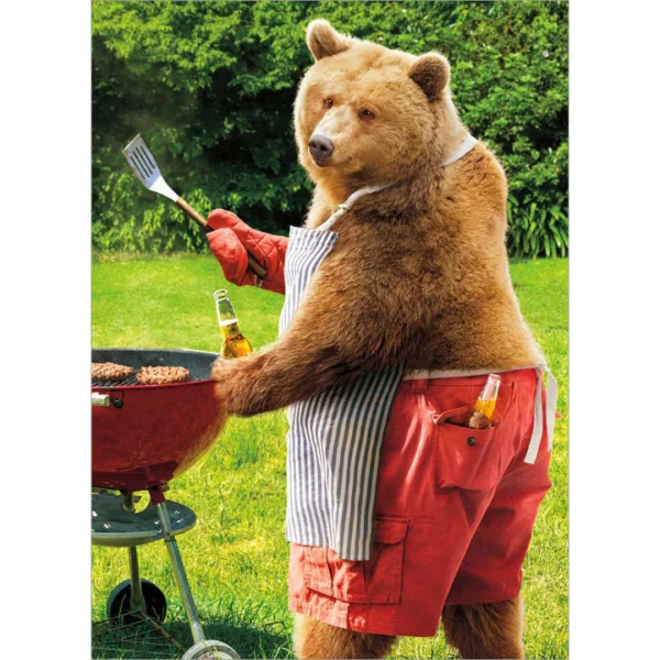 BEAR FLIPPING BURGER DAD BIRTHDAY CARD