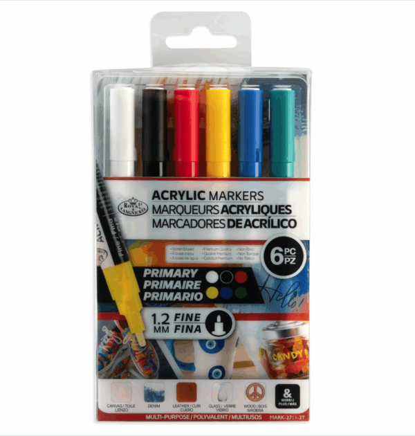 PRIMARY COLORS ACRYLIC PAINT MARKER SET 1.2MM 6PK