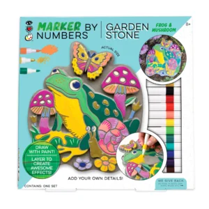 MARKER BY NUMBER-GARDEN STONE FROG & MUSHROOM