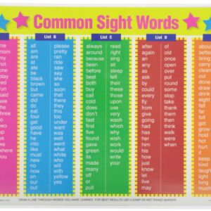 COMMON SIGHT WORDS PLACEMAT