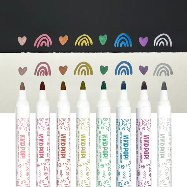 VIVID POP! 8 OPAQUE WATER BASED PAINT MARKERS-METALLIC - Image 2