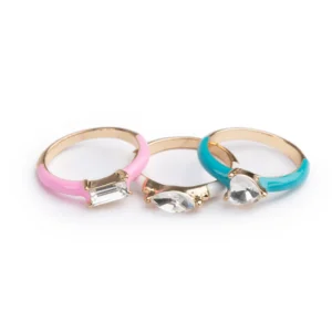 BOUTIQUE CHIC CRYSTAL COOL RINGS, 3PC