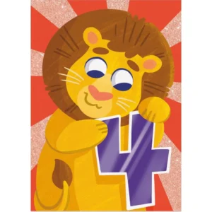 LION AGE 4 BIRTHDAY CARD