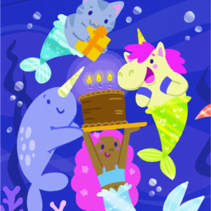 FANTASY ANIMALS TRI-FOLD BIRTHDAY CARD