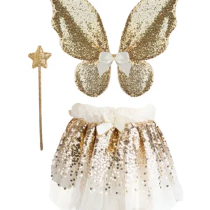 GRACIOUS GOLD SEQUINS SKIRT, WINGS & WAND (4-6)