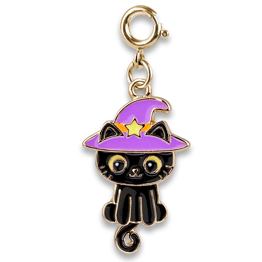 CHARM IT! GOLD SWIVEL BLACK CAT CHARM